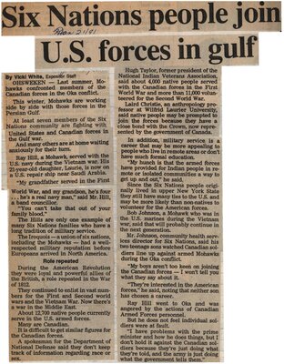 &quot;Six Nations People Join U.S. Forces in Gulf&quot;