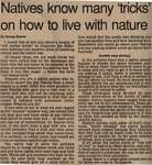 "Natives Know Many 'Tricks' on How to Live with Nature