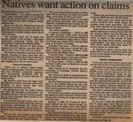 "Natives Want Action on Claims"