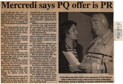 &quot;Mercredi Says PQ Offer is PR&quot;