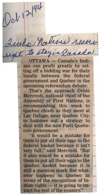 &quot;Quebec Natives Reserve Right to Stay in Canada&quot;