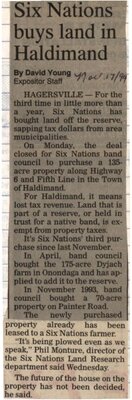 &quot;Six Nations Buys Land in Haldimand&quot;