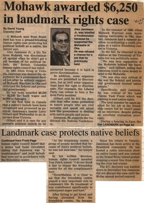 &quot;Mohawk Awarded $6,250 in Landmark Rights Case&quot;