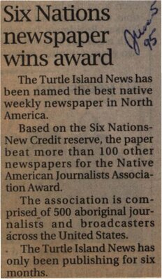 &quot;Six Nations Newspaper Wins Award&quot;