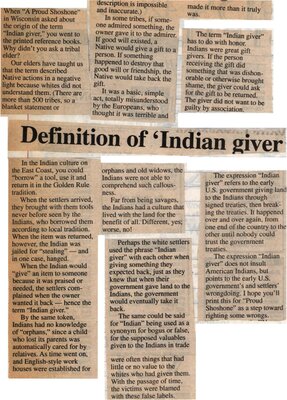 &quot;Definition of 'Indian Giver'&quot;