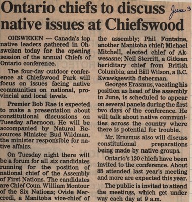 "Ontario Chiefs to Discuss Native Issues at Chiefswood"