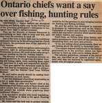 "Ontario Chiefs Want a Say Over Fishing, Hunting Rules"