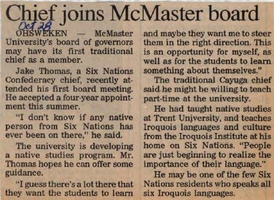 &quot;Chief joins McMaster board&quot;