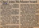 "Chief joins McMaster board"