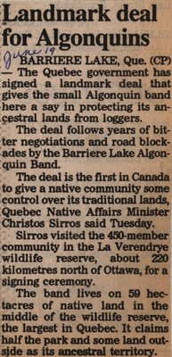 &quot;Landmark Deal for Algonquins&quot;