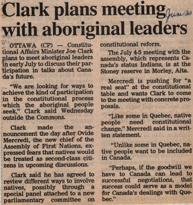 &quot;Clark Plans Meeting with Aboriginal Leaders&quot;