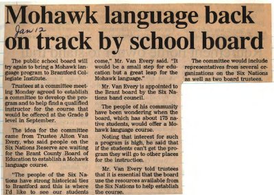 &quot;Mohawk language back on track by school board&quot;