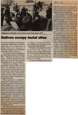 "Natives Occupy Burial Sites"