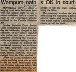"Wampum Oath is OK in Court"