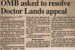 "OMB Asked to Resolve Doctor Lands Appeal"