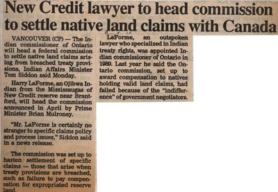 &quot;New Credit Lawyer to Head Commission to Settle Native Claims Within Canada&quot;