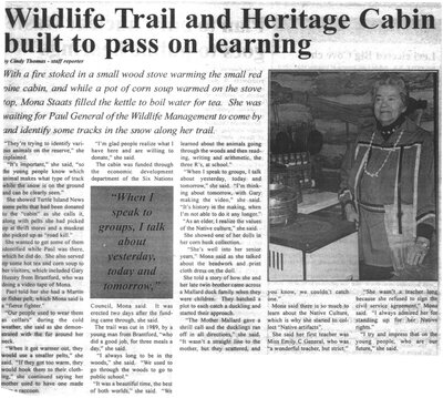 &quot;Wildlife Trail and Heritage Cabin built to pass on Learning&quot;