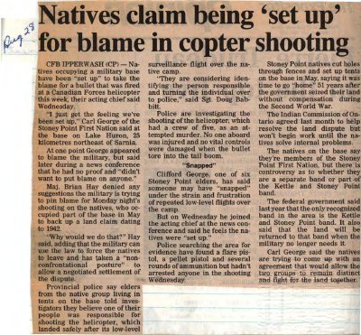 &quot;Natives claim being 'set up' for blame in copter shooting&quot;