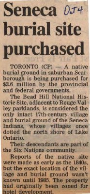 &quot;Seneca burial site purchased&quot;