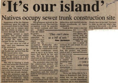 &quot;'It's our island': Natives occupy sewer trunk construction site&quot;