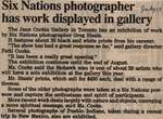 "Six Nations Photographer Has Work Displayed in Gallery"