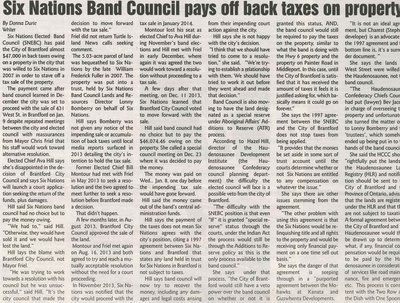 &quot;Six Nations Band Council Pays Off Back Taxes on Property&quot;