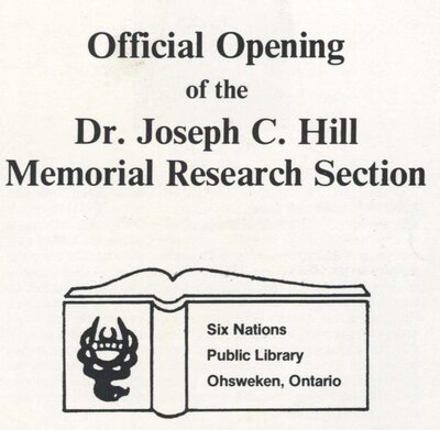 &quot;Official Opening of the Dr. Joseph C. Hill Memorial Research Section&quot;