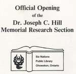 "Official Opening of the Dr. Joseph C. Hill Memorial Research Section"