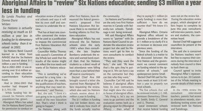 &quot;Aboriginal Affairs to 'Review' Six Nations Education; Sending $3 Million a Year Less in Funding&quot;