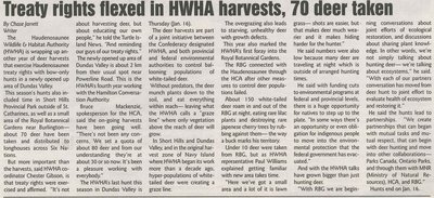 &quot;Treaty Rights Flexed in HWHA Harvests, 70 Deer Taken&quot;