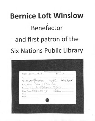 Photocopy of the Library Card of Bernice Loft Winslow