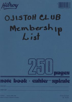 &quot;Ojistoh Seniors Club Membership List 1974-1993&quot;