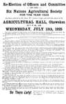 "Re-Election of Officers and Committee of the Six Nations Agricultural Society"