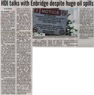 &quot;HDI talks with Enbridge despite huge oil spills&quot;