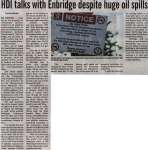 "HDI talks with Enbridge despite huge oil spills"