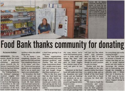 &quot;Food Bank Thanks Community for Donating&quot;