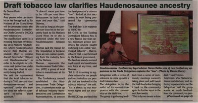 &quot;Draft Tobacco Law Clarifies Haudenosaunee Ancestry&quot;