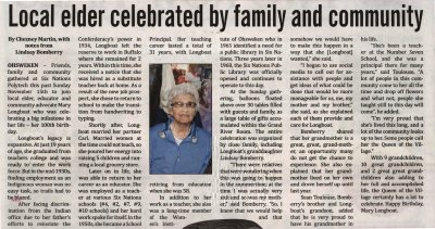 &quot;Local elder celebrated by family and community&quot;