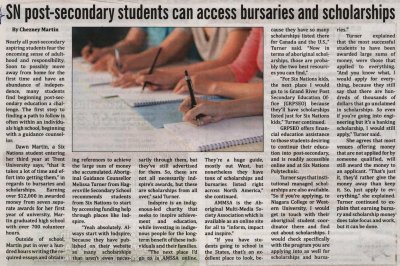 &quot;SN post-secondary students can access bursaries and scholarships&quot;