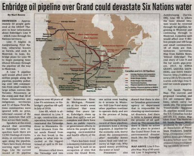 &quot;Enbridge oil pipeline over Grand could devastate Six Nations water&quot;