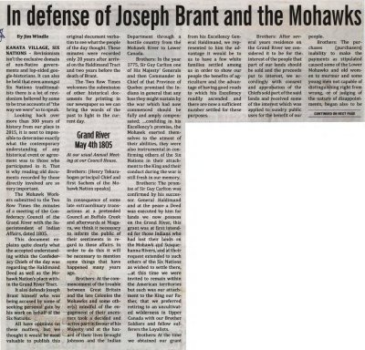 &quot;In defense of Joseph Brant and the Mohawks&quot;