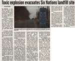"Toxic explosion evacuates Six Nations landfill site"