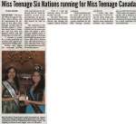 "Miss Teenage Six Nations running for Miss Teenage Canada"