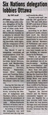 "Six Nations delegation lobbies Ottawa"