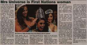 "Mrs. Universe is First Nations woman"