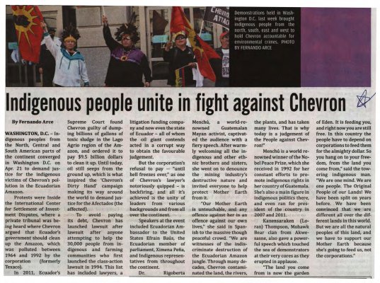 &quot;Indigenous people unite in fight against Chevron&quot;