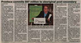 "Province commits $97 million to aboriginal post-secondary"