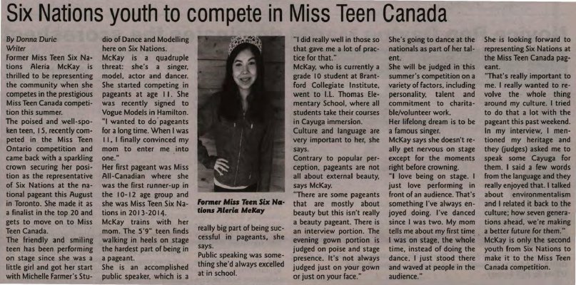 &quot;Six Nations youth to compete in Miss Teen Canada&quot;