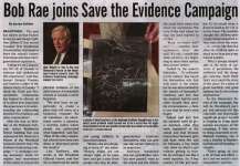 "Bob Rae joins Save the Evidence Campaign"