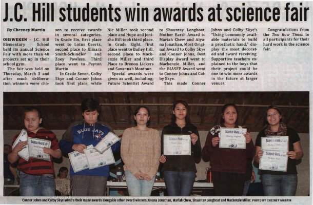 &quot;J. C. Hill students win awards at science fair&quot;